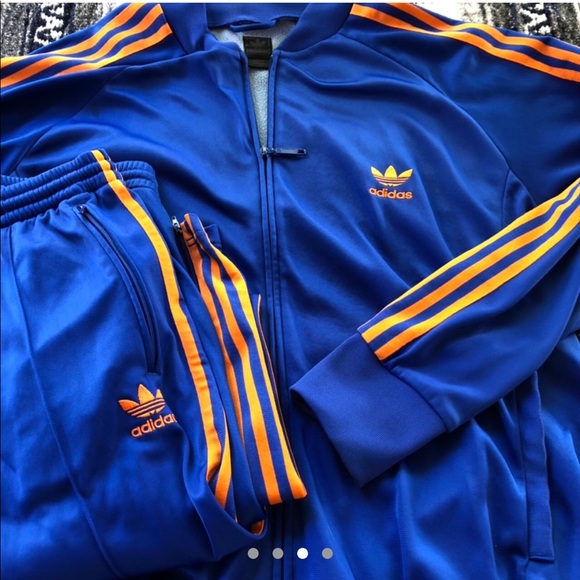 Adidas Tracksuit Blue With Orange 